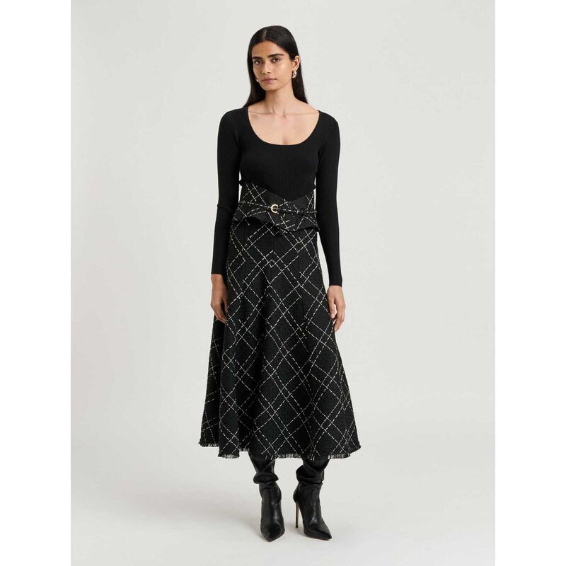 Veronika Maine Cotton Silk Blend Scoop Neck Ribbed Knit Top image number 6